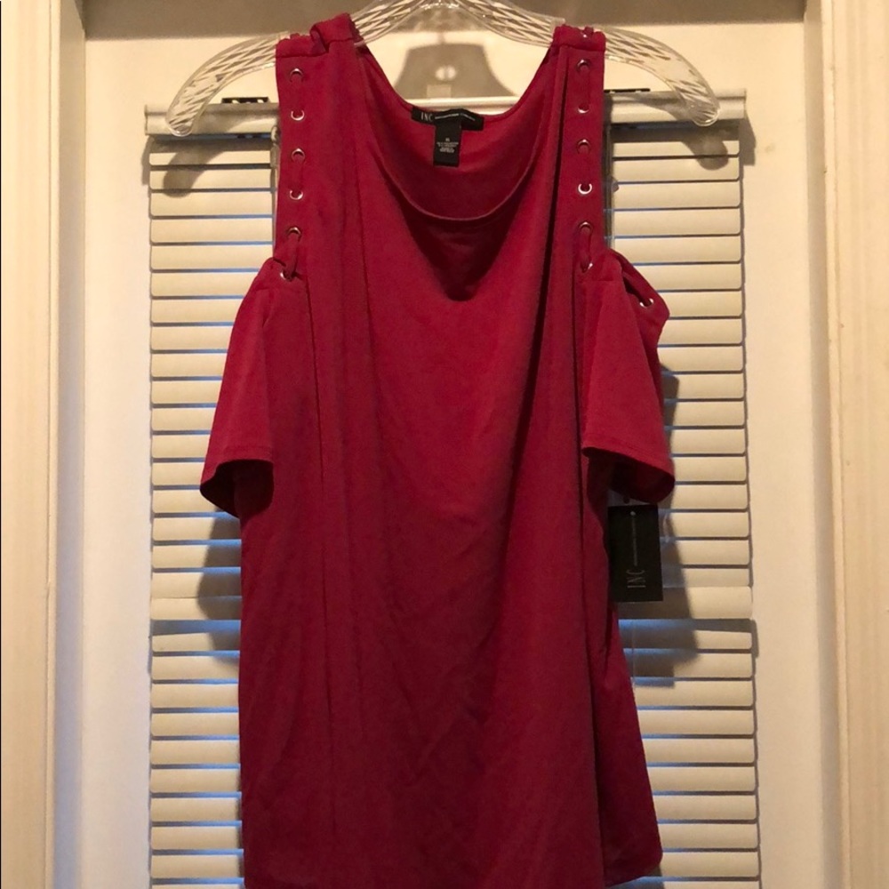 Pink blouse with shoulder cut outs